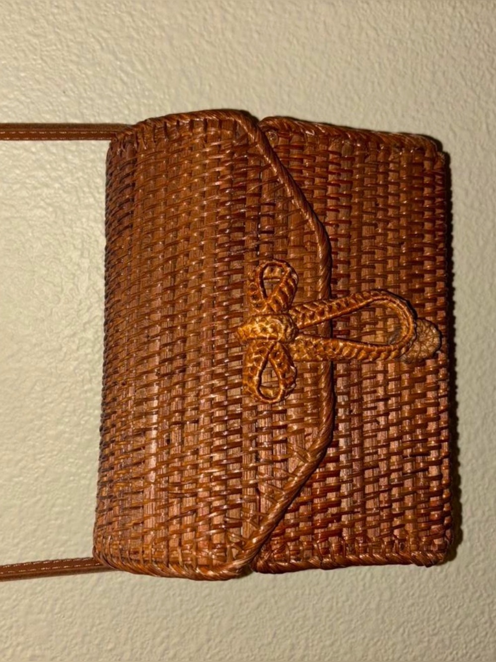Handwoven Brown Crossbody Bag - Straw Woven Shoulder Purse